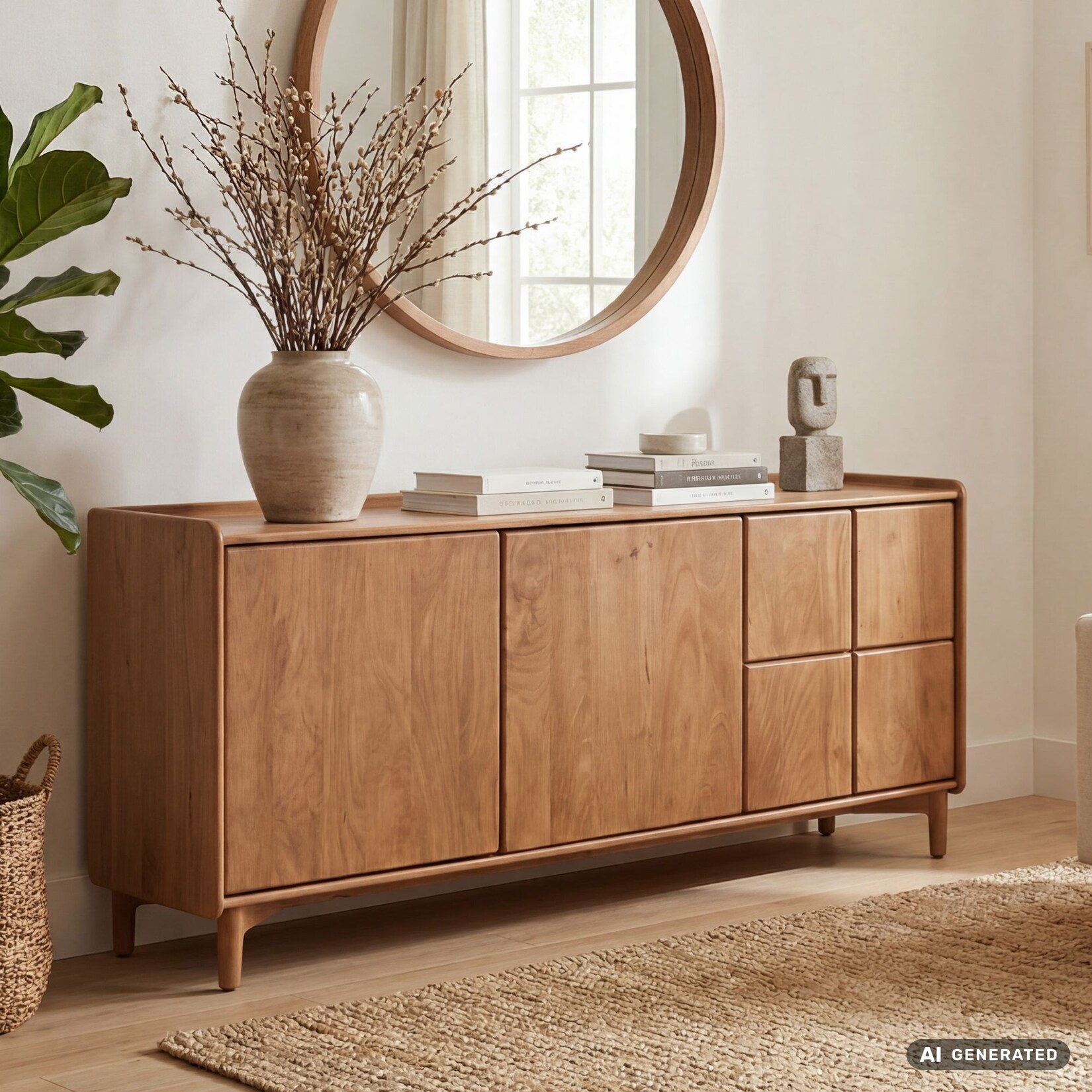 Sideboard Mango Massivholz 160cm Anrichte Kommode 3 Türen Holzkommode Handmade