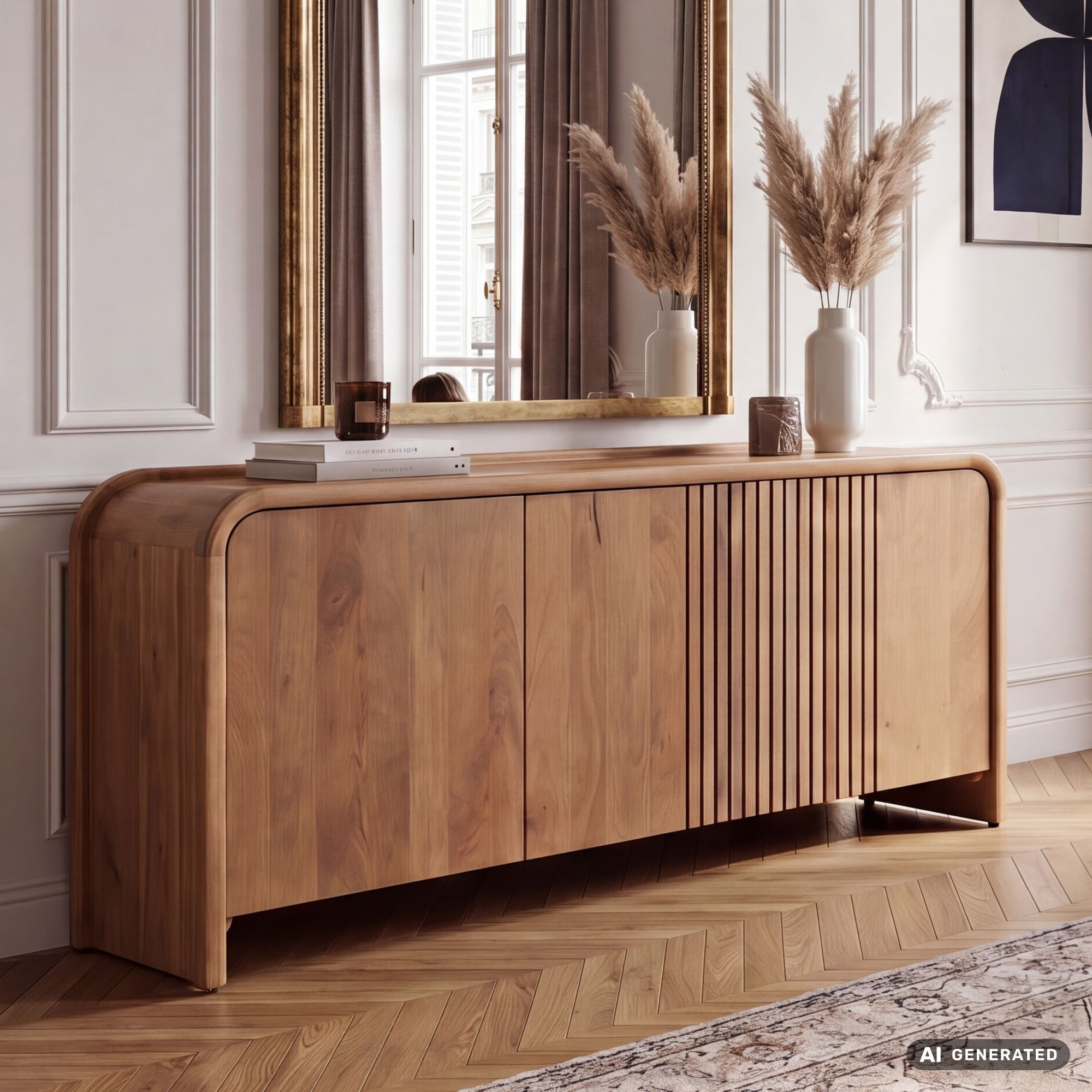 Sideboard Mango Massivholz 160cm Anrichte Kommode 3 T&uuml;ren Holzkommode Handmade 
