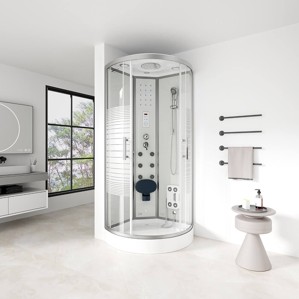 HOME DELUXE Duschkabine mit Wasserfall und Rückenmassage WHITE PEARL - 100 x 100 cm