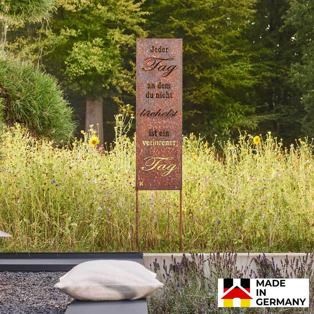 HOME DELUXE Rost Gartenstecker TAG OHNE L&Auml;CHELN - Made in Germany 