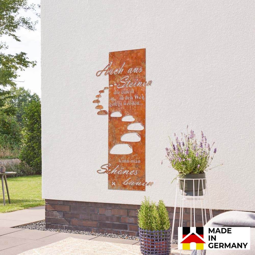 HOME DELUXE Rost Gartenschild STEINIGER WEG - Made in Germany 