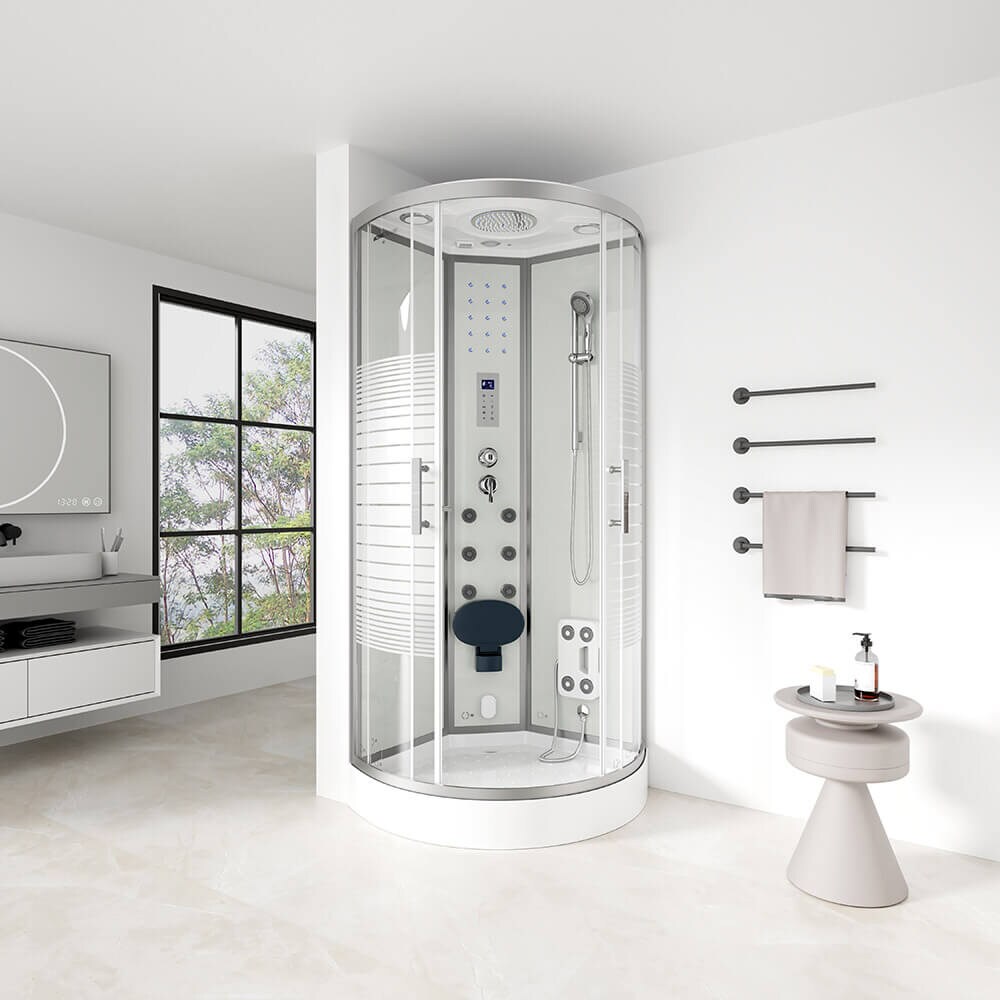HOME DELUXE Dampfdusche mit Wasserfall und Dampfsauna WHITE PEARL - 100 x 100 cm