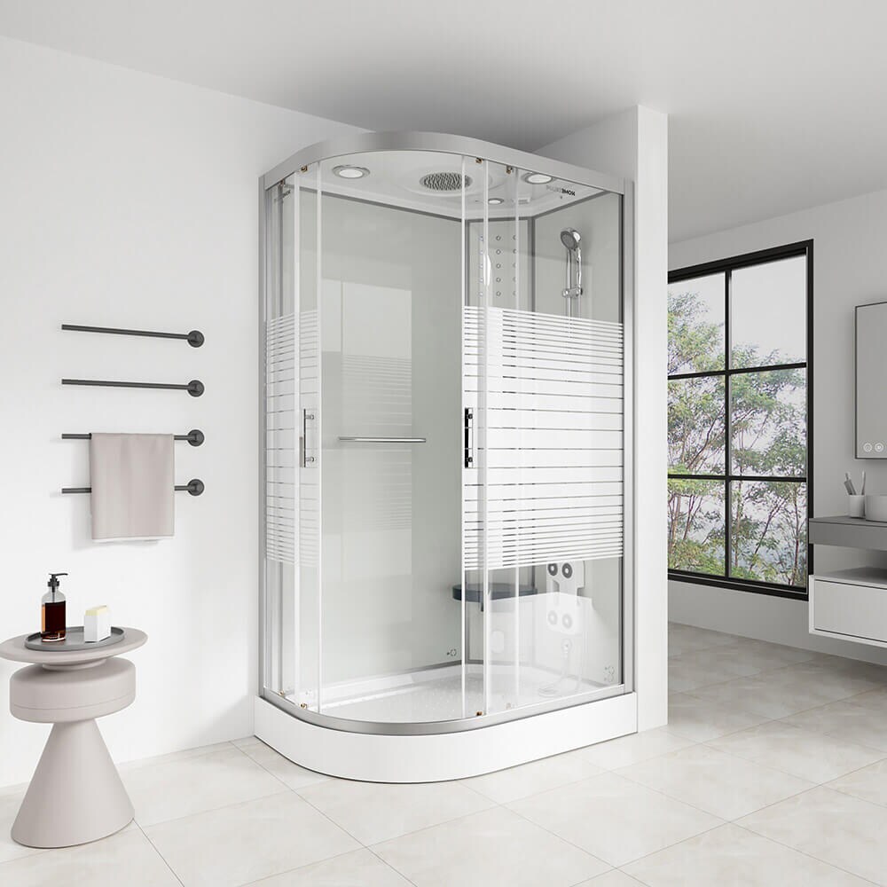 HOME DELUXE Dampfdusche mit Wasserfall und Dampfsauna WHITE PEARL - 120 x 80 cm Links