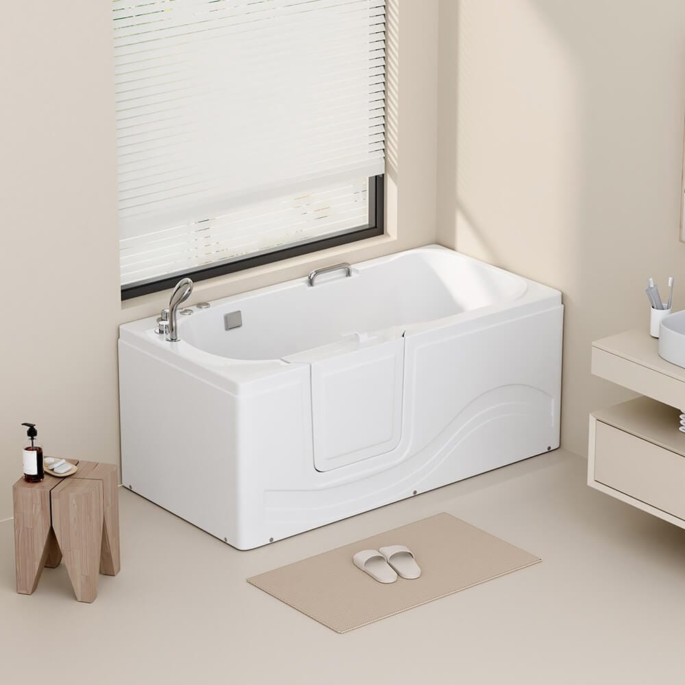 HOME DELUXE Seniorenbadewanne liegend mit Whirlpoolfunktion VITAL M -  153 x 76 cm Links 