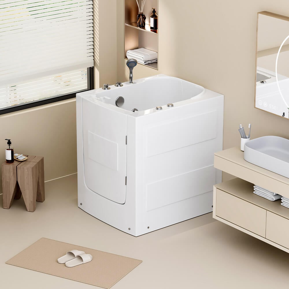 HOME DELUXE Seniorenbadewanne sitzend mit Whirlpoolfunktion VITAL L -  85 x 95 cm Rechts 