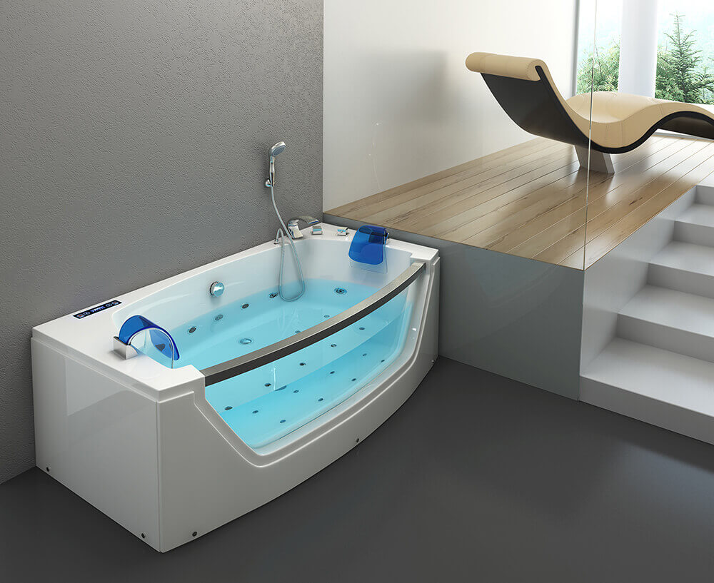 HOME DELUXE Whirlpool Badewanne mit Lichttherapie ATLANTIC M 175 x 85 cm 
