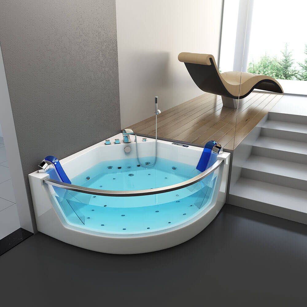 HOME DELUXE Whirlpool Badewanne mit Lichttherapie ATLANTIC L 140 x 140 cm