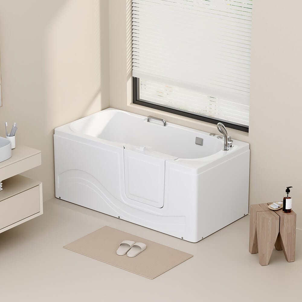 HOME DELUXE Seniorenbadewanne liegend mit Whirlpoolfunktion VITAL M -  153 x 76 cm Rechts 