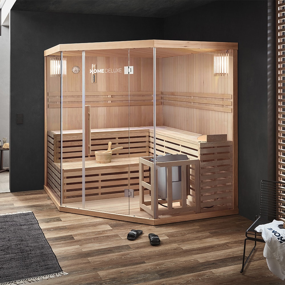 HOME DELUXE Traditionelle Sauna SKYLINE BIG XL - 200 x 200 cm f&uuml;r 6 Personen 