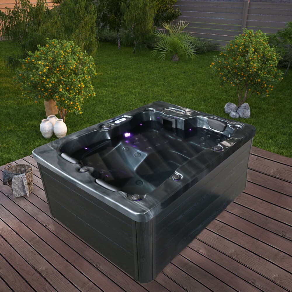 Outdoor Whirlpool BLACK MARBLE PURE - 210 x 160 cm f&uuml;r 3 Personen 
