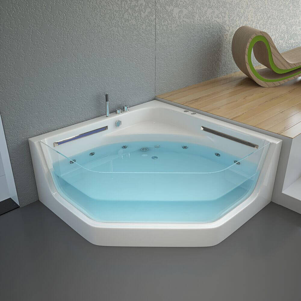 HOME DELUXE Whirlpool Badewanne mit Lichttherapie PACIFICO - 150 x 150 cm 