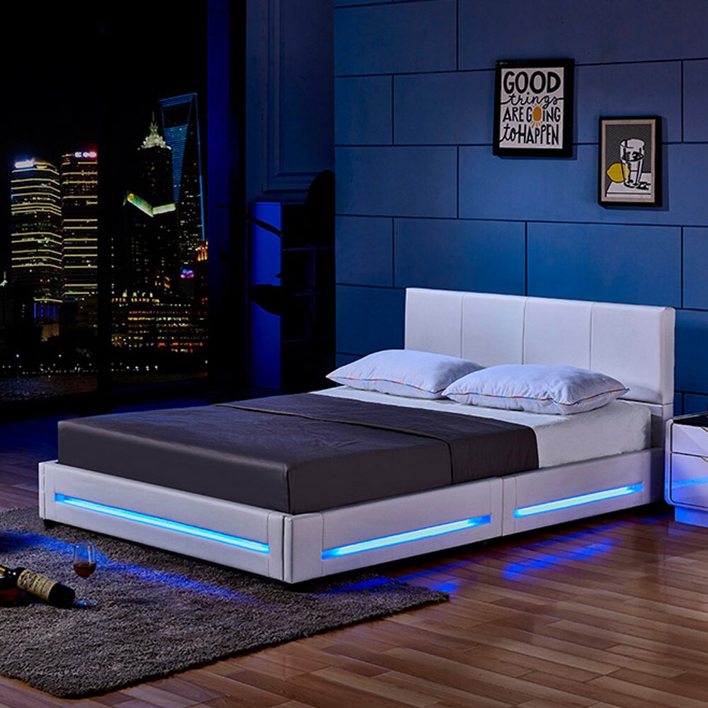 HOME DELUXE LED Bett ASTEROID - 160 x 200 cm Weiß