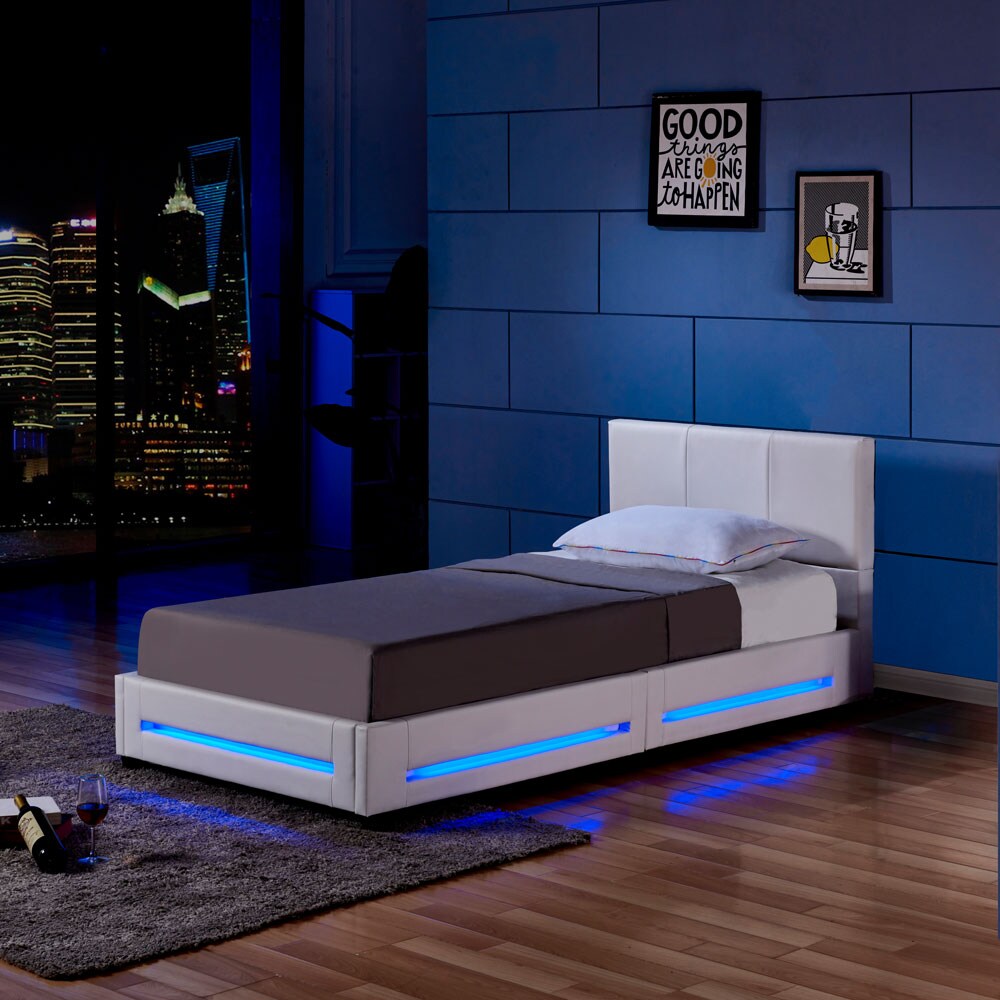 HOME DELUXE LED Bett ASTEROID - 90 x 200 cm Weiß