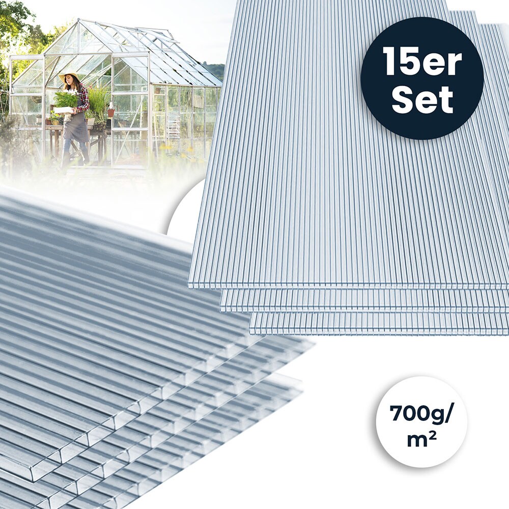 HOME DELUXE Hohlkammerstegplatten Polycarbonat Doppelstegplatten VARUS - 58 x 118 cm 15er Set