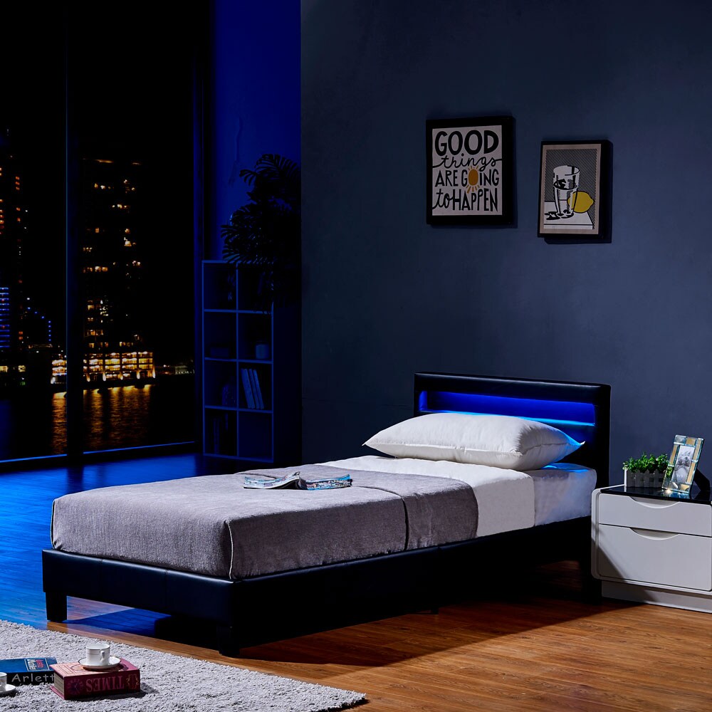 HOME DELUXE LED Bett ASTRO mit Matratze - 90 x 200 cm Schwarz