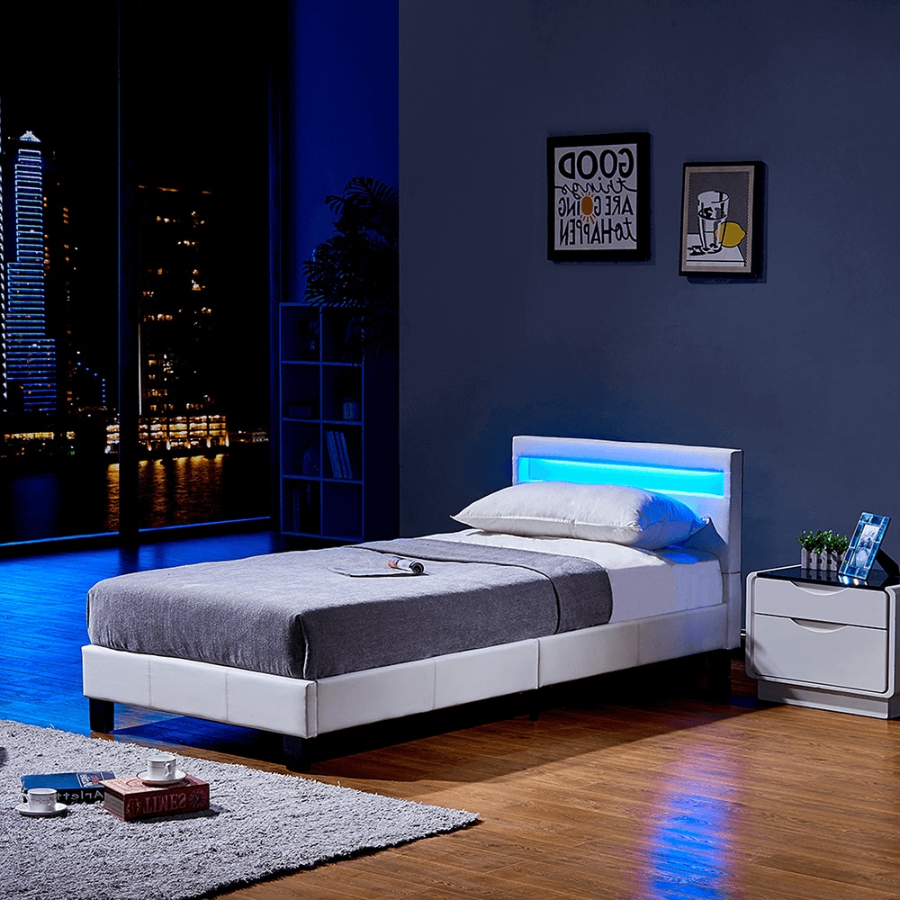HOME DELUXE LED Bett ASTRO mit Matratze - 90 x 200 cm Wei&szlig; 