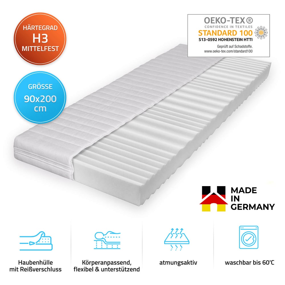 HOME DELUXE Matratze ORTHO BASIC - 90 x 200 cm Made in Germany 