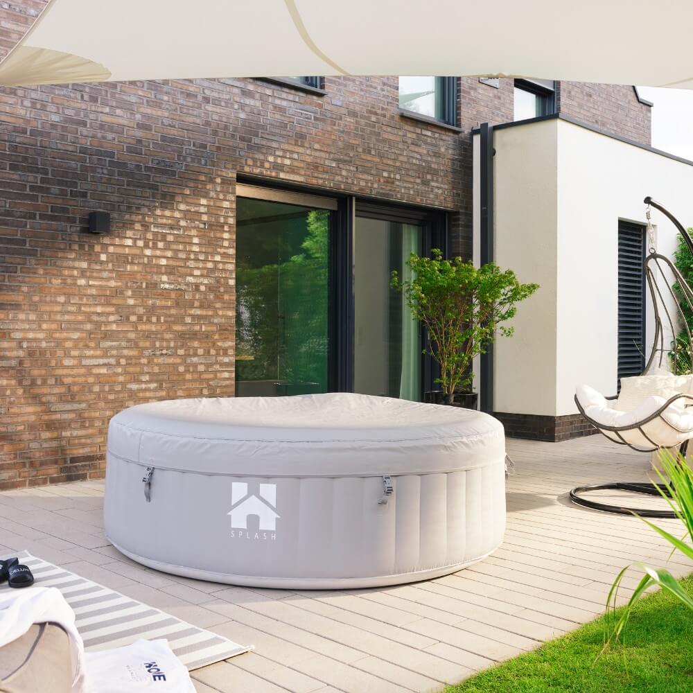 HOME DELUXE Outdoor Whirlpool aufblasbar SPLASH inkl. Abdeckung - &Oslash;208 cm 6 Personen Uni Grau 