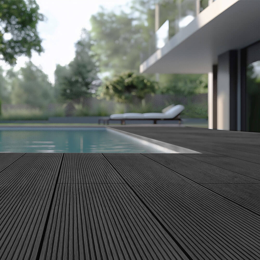 HOME DELUXE WPC Terrassendielen Komplettset (inkl. Unterkonstruktion) SAMANA - Anthrazit 20m&sup2; 