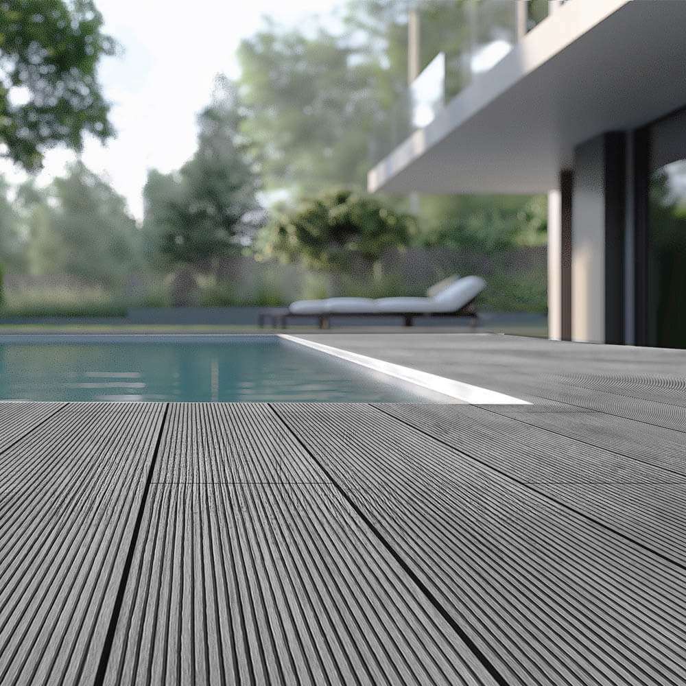 HOME DELUXE WPC Terrassendielen Komplettset (inkl. Unterkonstruktion) SAMANA - Hellgrau 2m&sup2; 