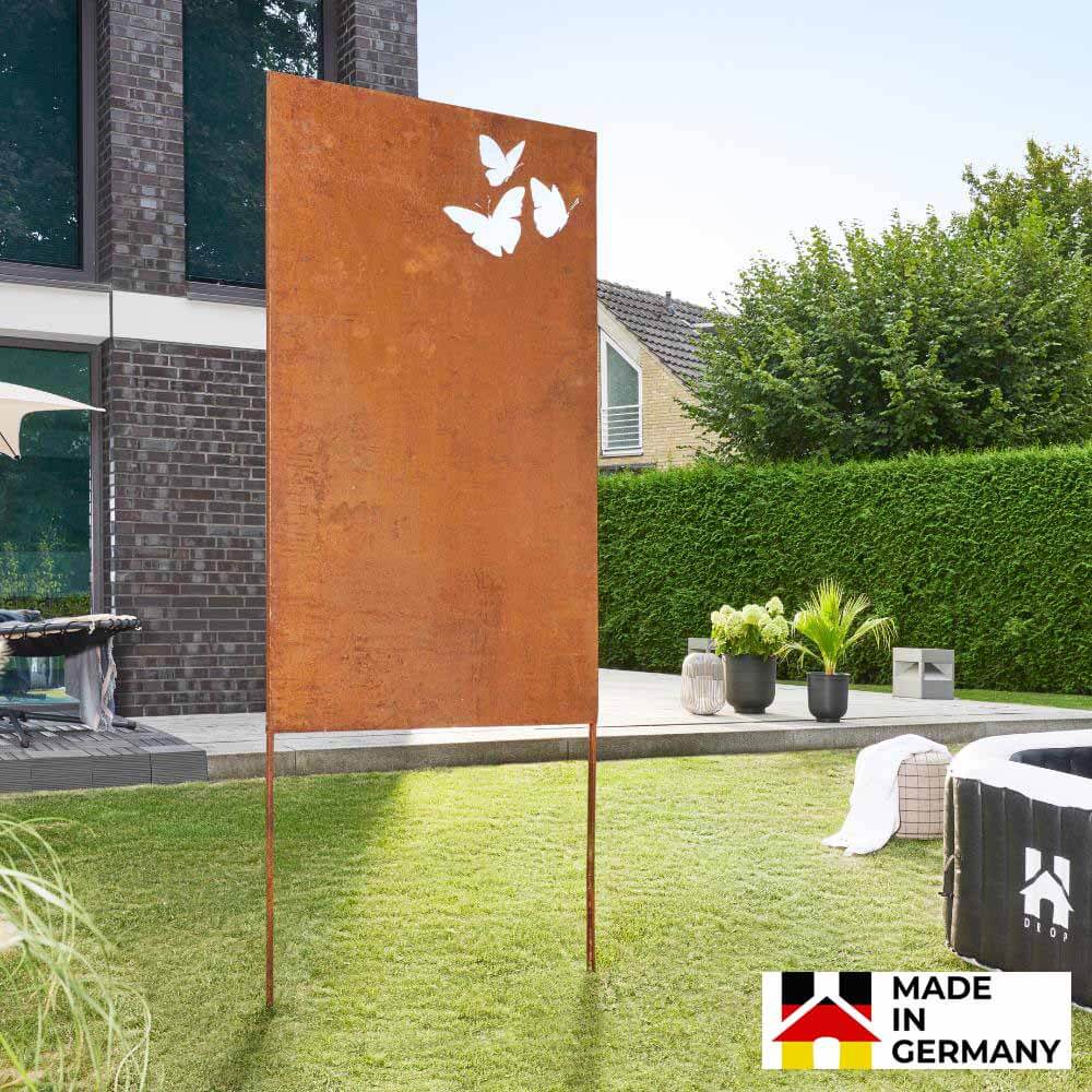 HOME DELUXE Sichtschutz aus Qualit&auml;tsstahl BUTTERFLY - Rostoptik - Made in Germany 