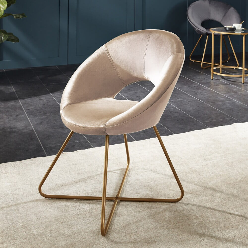 HOME DELUXE Samtstuhl SELESA - Beige