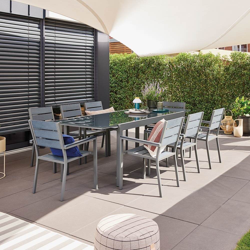 HOME DELUXE Tisch f&uuml;r Garten-Sitzgruppe SOL - 180/240 x 90 cm 