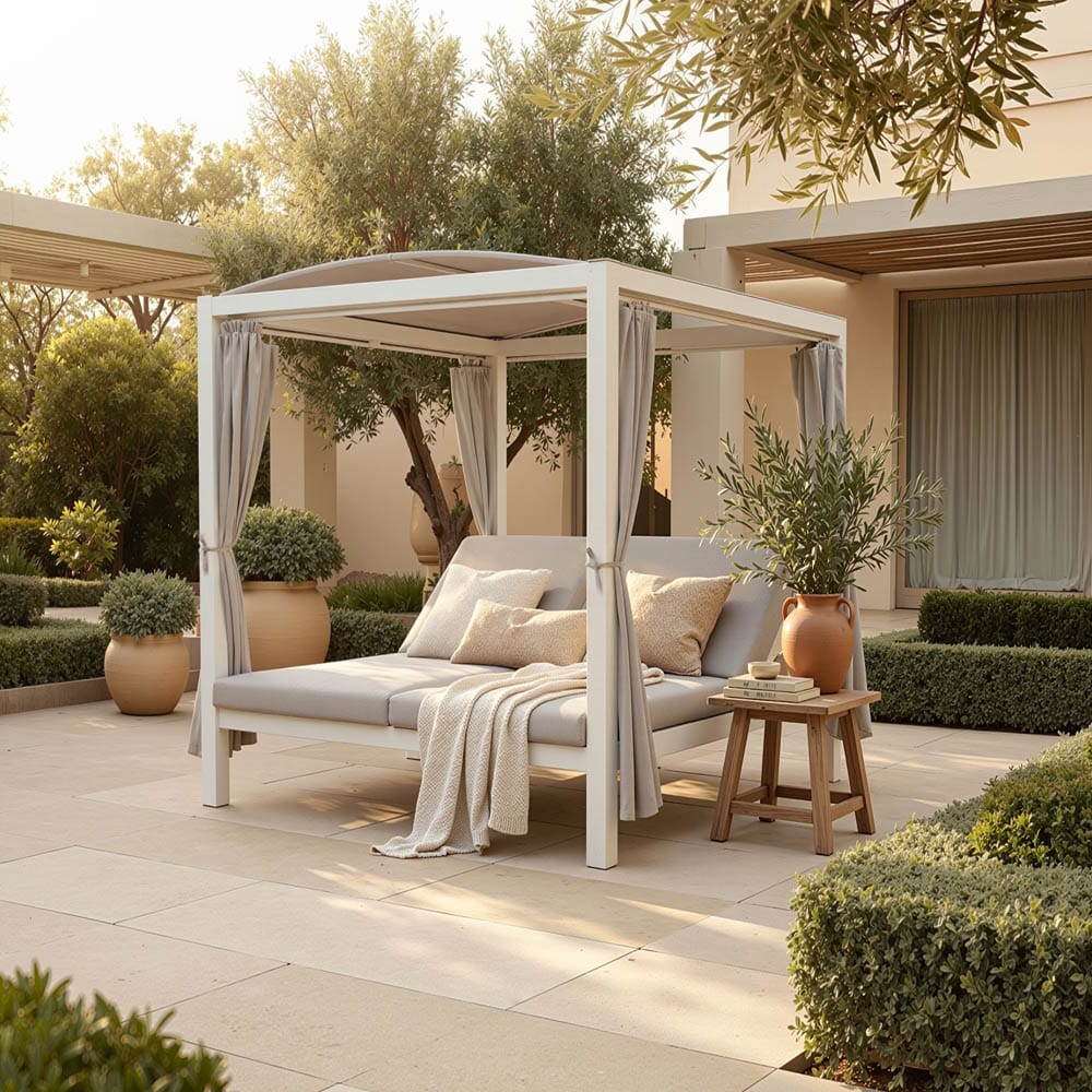 HOME DELUXE Sonnenliege LYON - 208 x 188 cm Wei&szlig; 