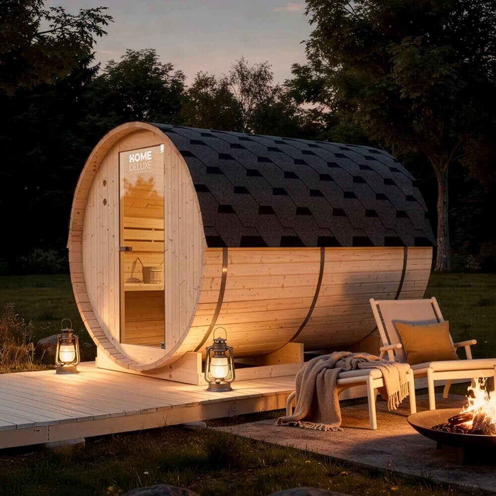 HOME DELUXE Outdoor Fasssauna LAHTI XL - 189 x 191,5 x 220cm für 4 Personen