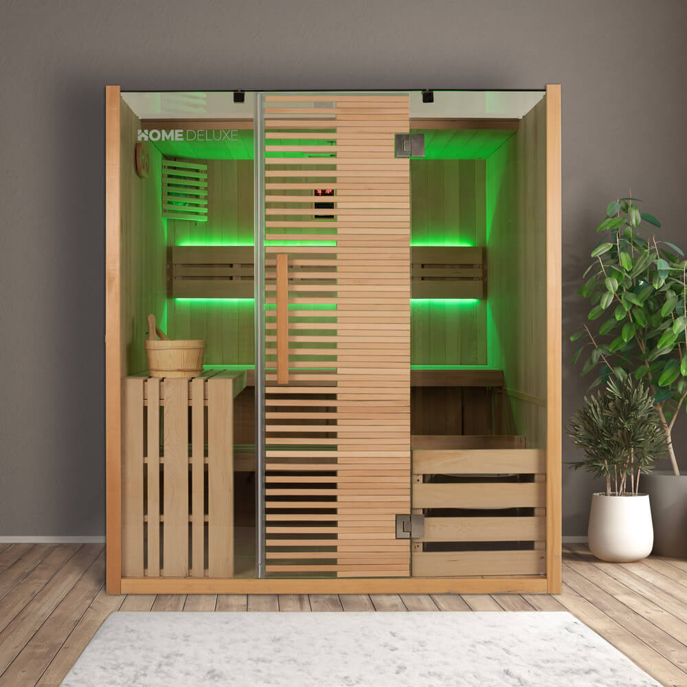 HOME DELUXE Traditionelle Sauna OMAHA - 180 x 150 cm f&uuml;r 4 Personen 