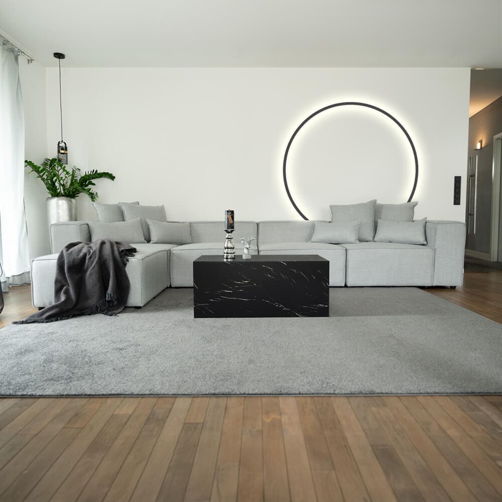 HOME DELUXE Modulares Sofa VERONA XL - 414 x 207 cm Hellgrau 