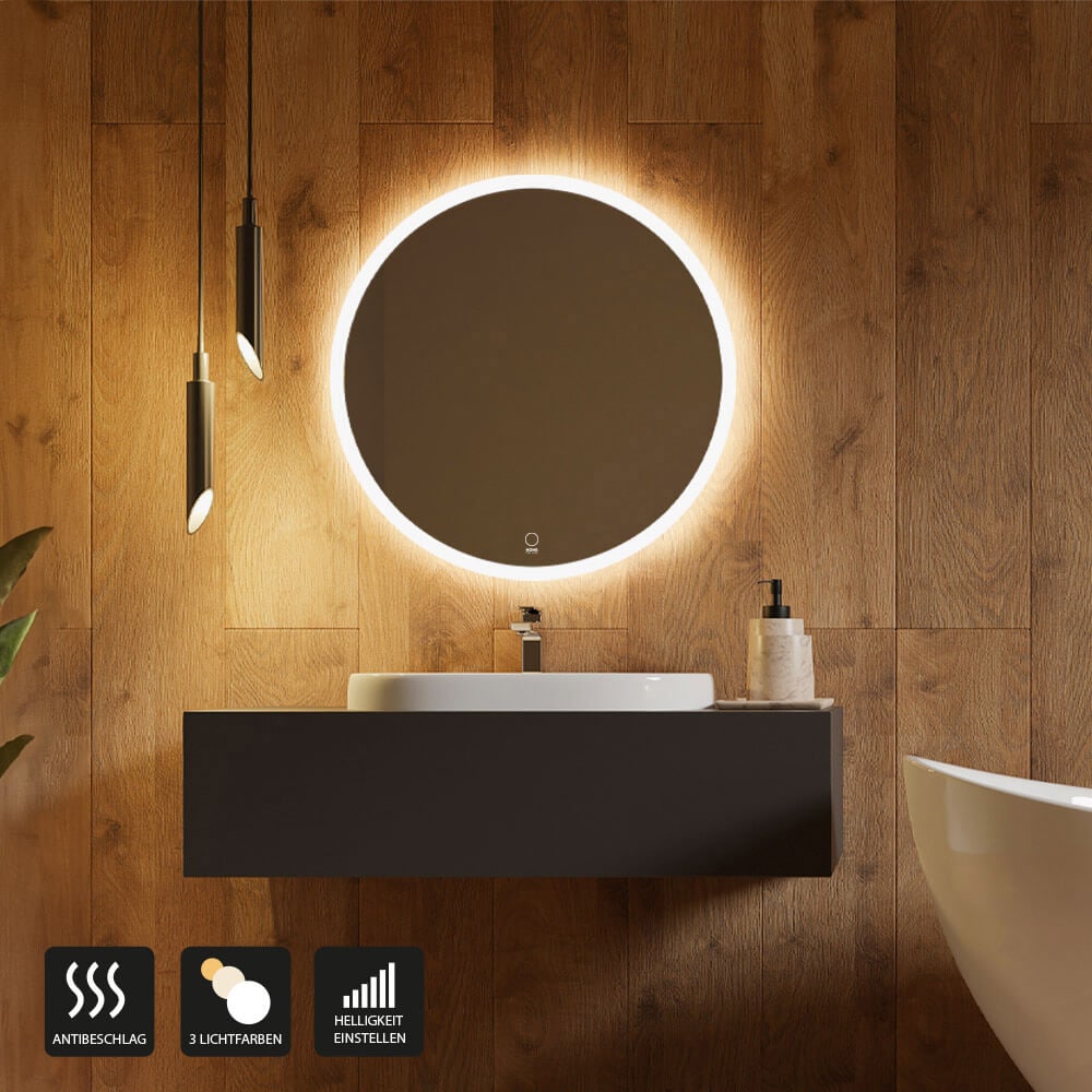 HOME DELUXE LED-Spiegel Rund EMMI &ndash; 80 cm 