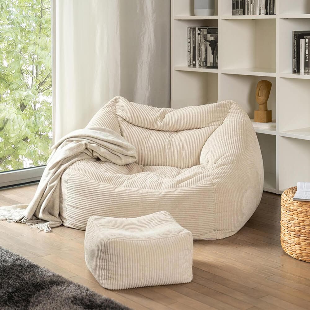 HOME DELUXE Sitzsack mit Hocker COZY &ndash; Beige 