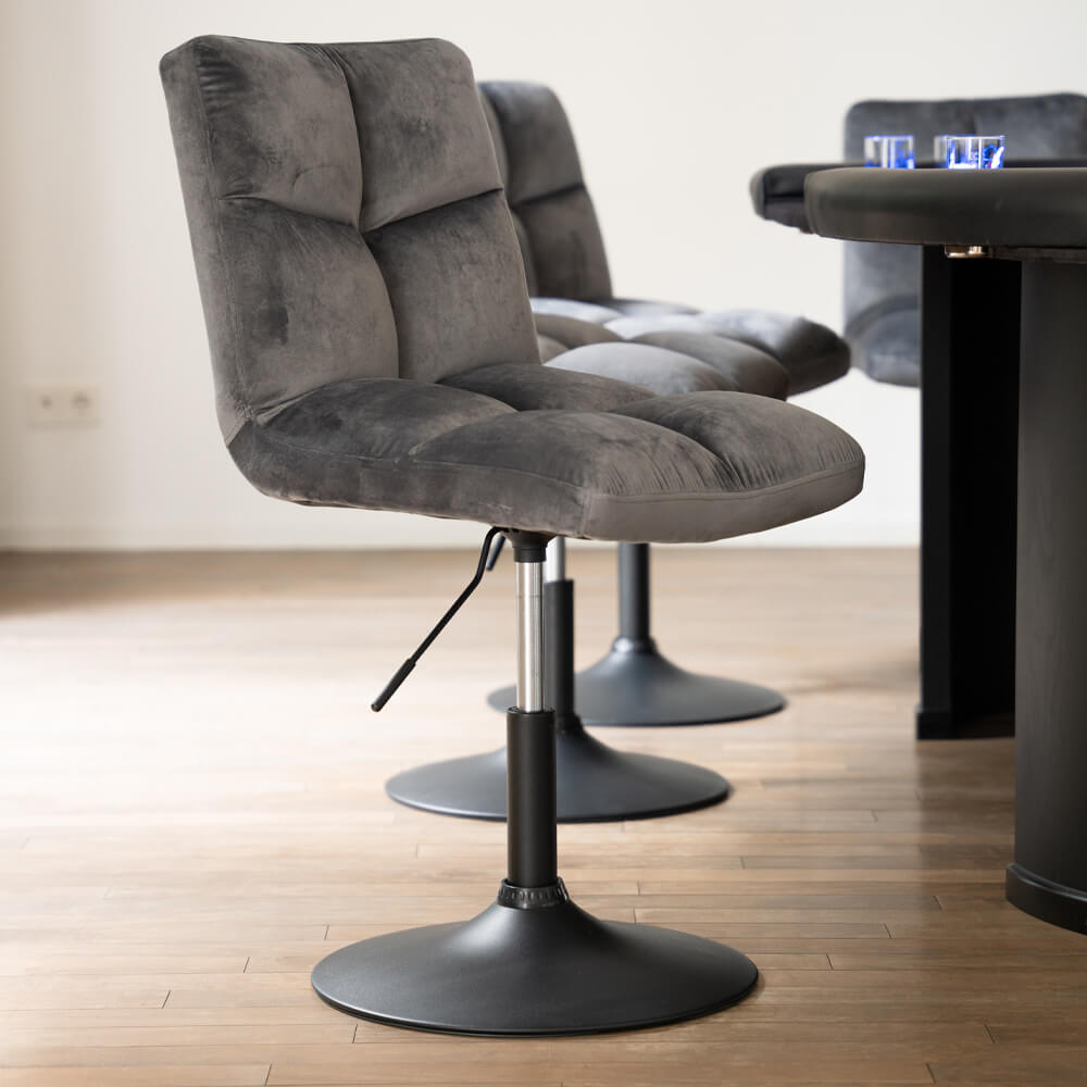 HOME DELUXE Barhocker h&ouml;henverstellbar 4er Set ACE - Samt Hellgrau 