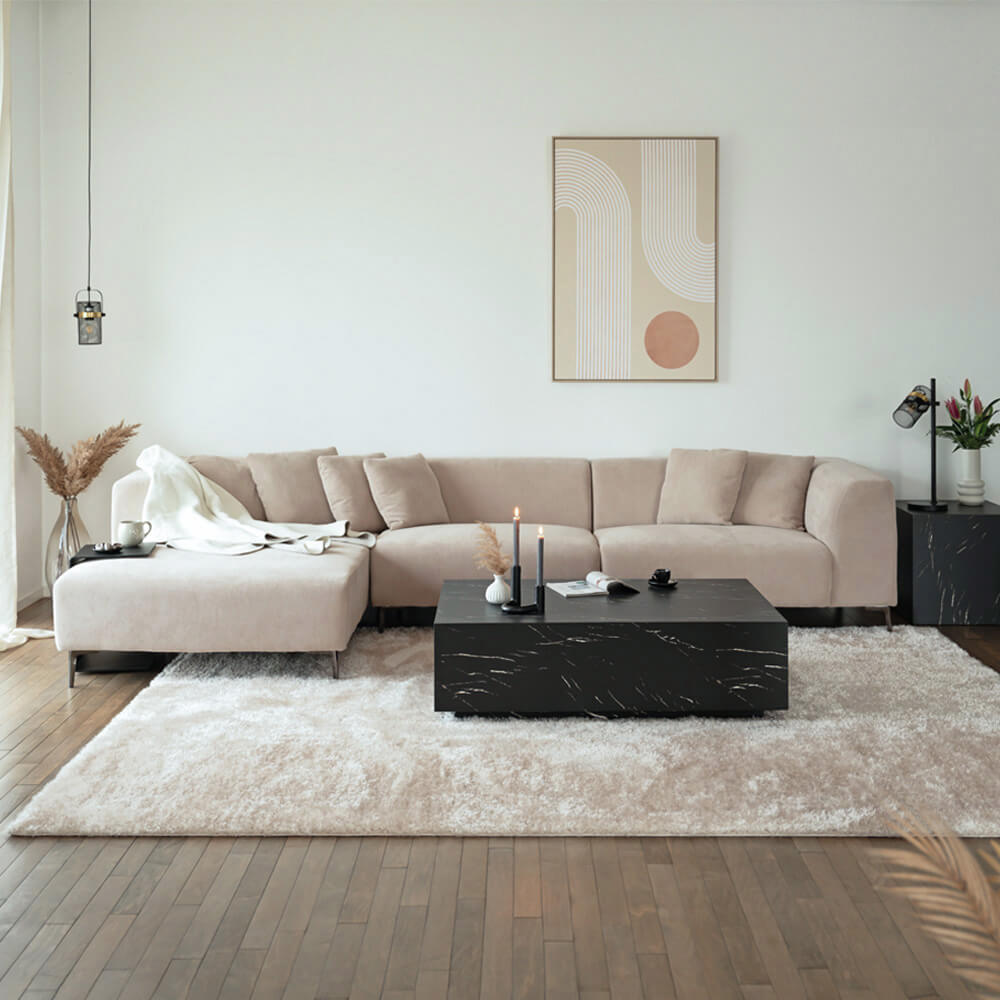 HOME DELUXE Ecksofa TORINO - 344 x 178 cm Beige Links 