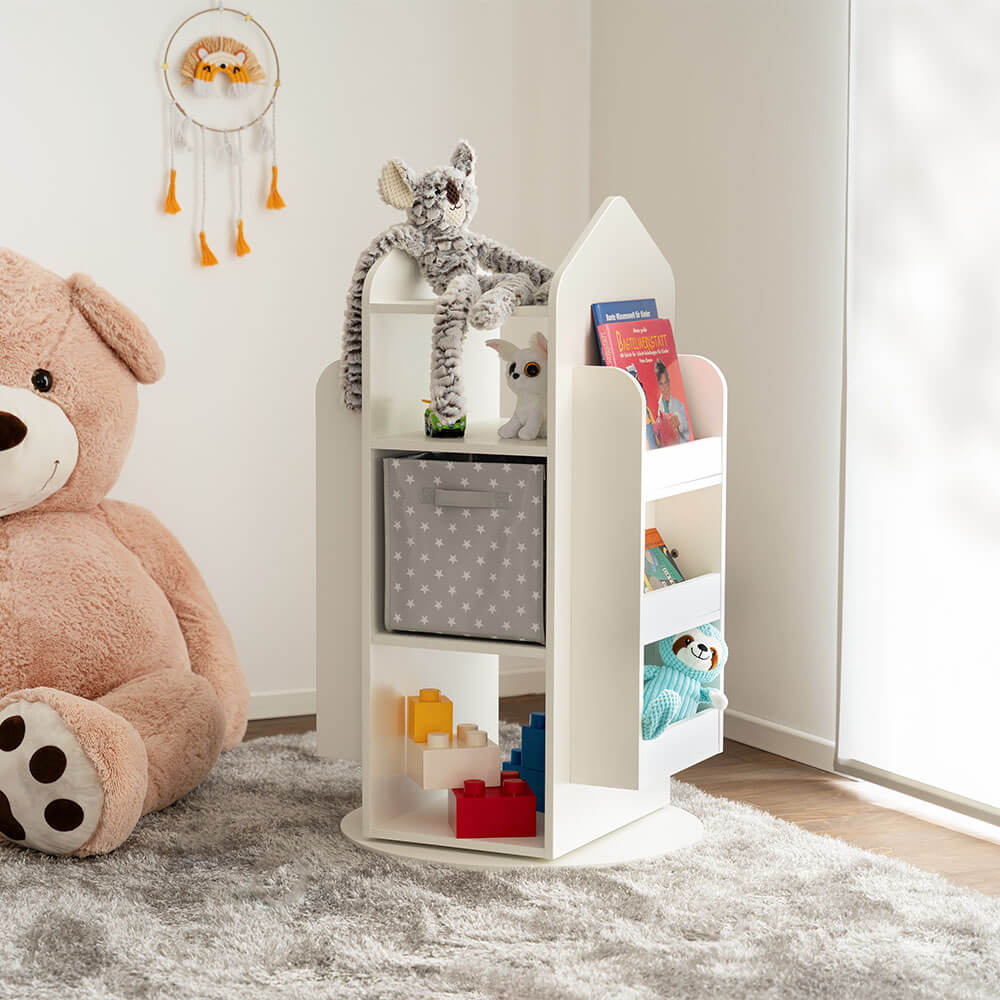 HOME DELUXE Kinderregal drehbar JUNA - 60 x 60 cm Wei&szlig; 