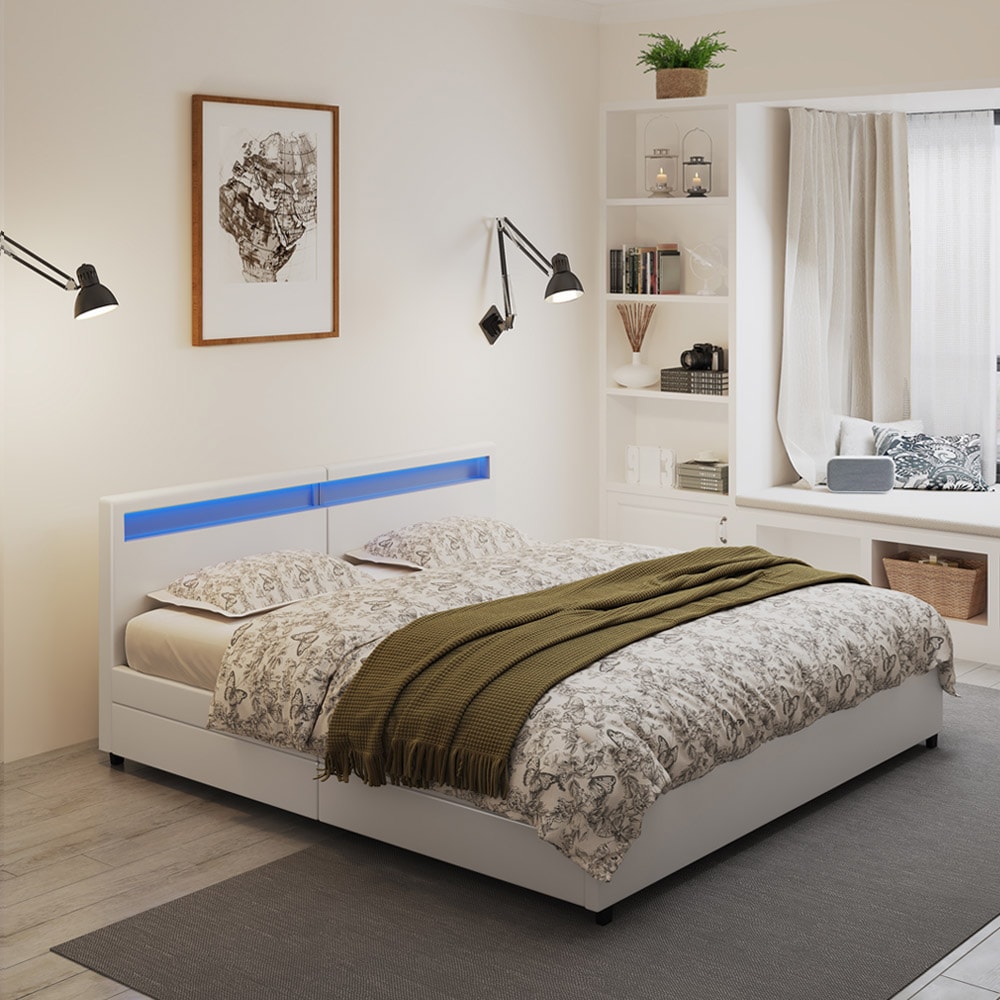 HOME DELUXE Familienbett mit Schubladen NUBE - 270 x 200 cm ohne Matratze Dunkelgrau 