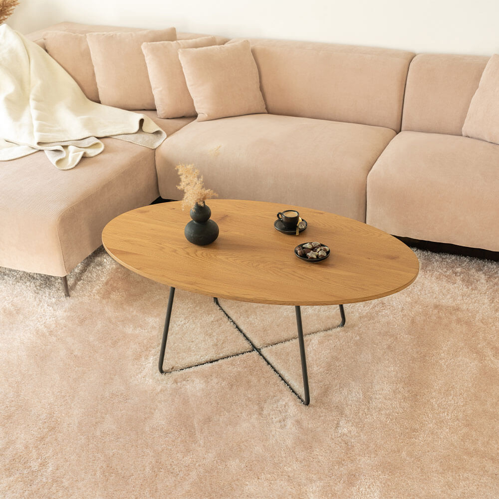HOME DELUXE Couchtisch Oval NOVARIS - 110 x 66 cm Dark Oak 