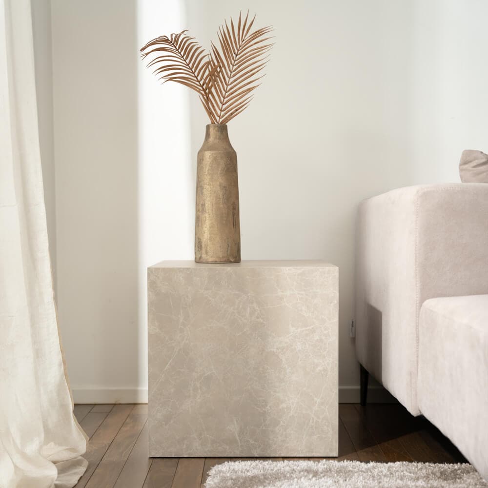 HOME DELUXE Couchtisch Marmor AMIRI M - 50 x 50 cm Grau 