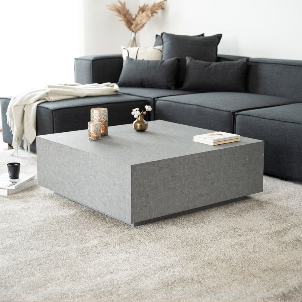 HOME DELUXE Couchtisch Marmor AMIRI XL - 95 x 95 cm Grau 