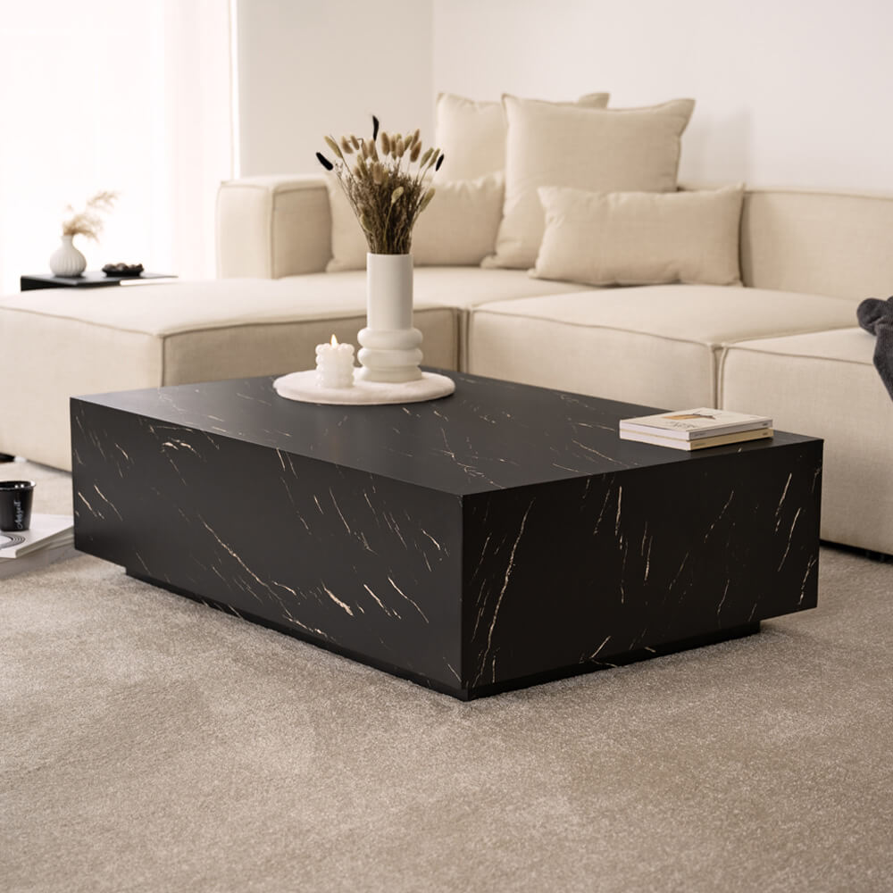 HOME DELUXE Couchtisch Marmor AMIRI XXL - 120 x 80 cm Schwarz 