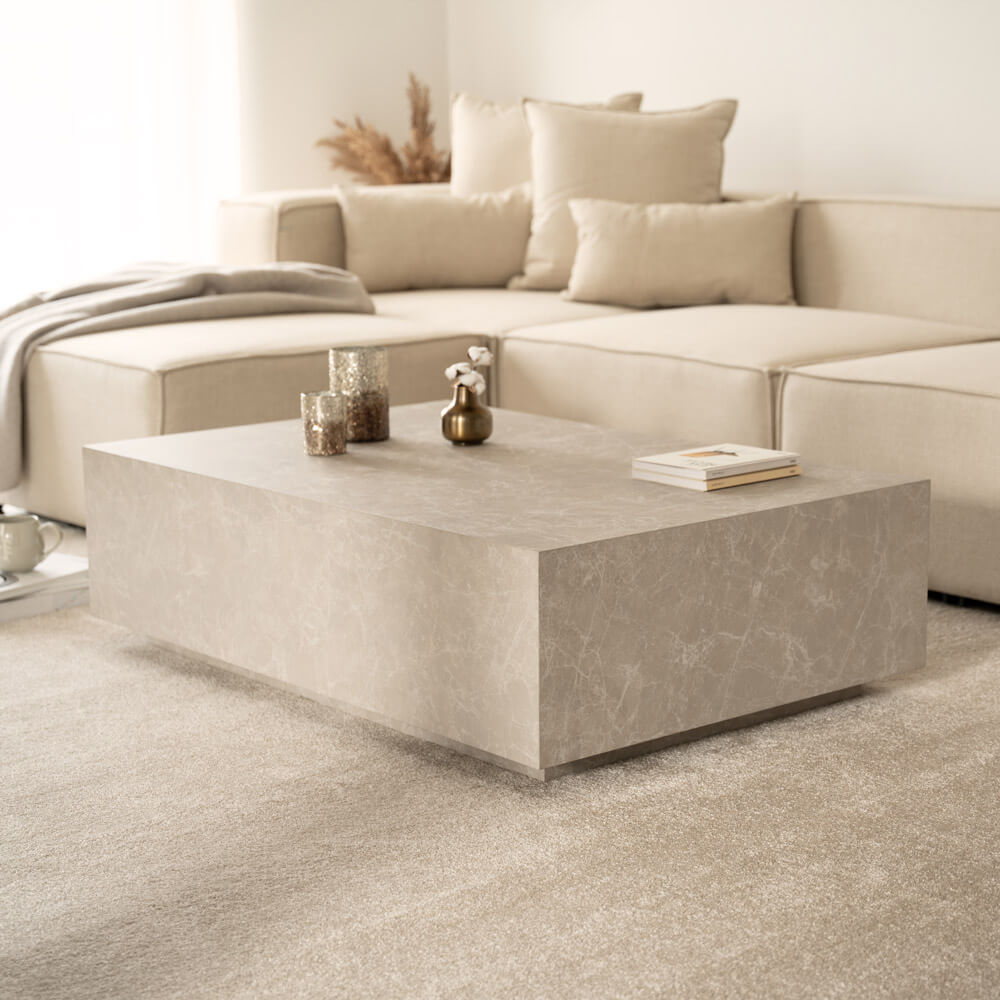 HOME DELUXE Couchtisch Marmor AMIRI XXL - 120 x 80 cm Beige 