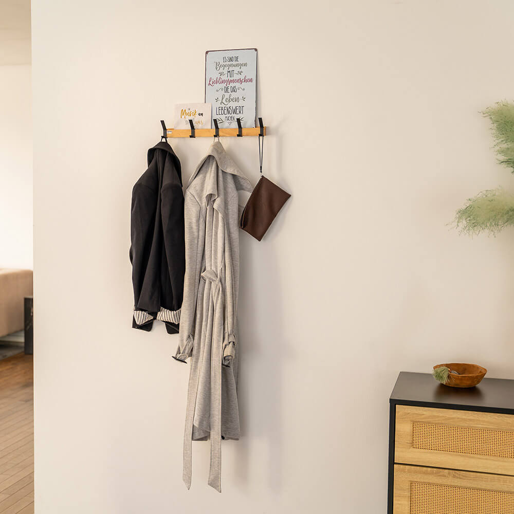 HOME DELUXE Garderobenleiste inkl. Haken, Magnete und Bilderregal STRIPE - 5 x Haken 