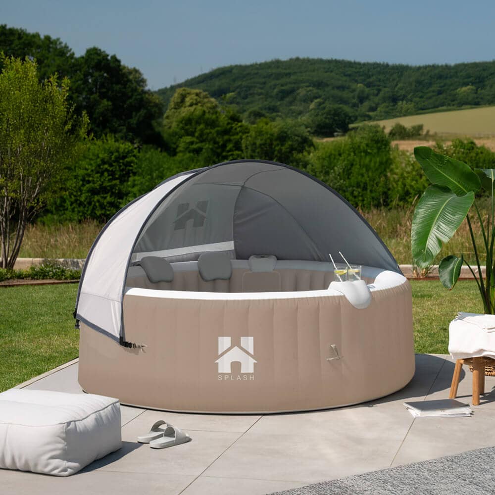 HOME DELUXE Outdoor Whirlpool inkl. Kissen, Getr&auml;nkehalter und Sonnendach SPLASH -  &Oslash;208 cm 6 Personen Beige 