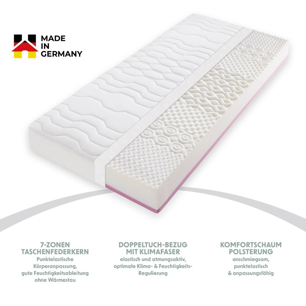 Taschenfederkernmatratze TOUCH &ndash; 100 x 200 cm H2/H3 Made in Germany 