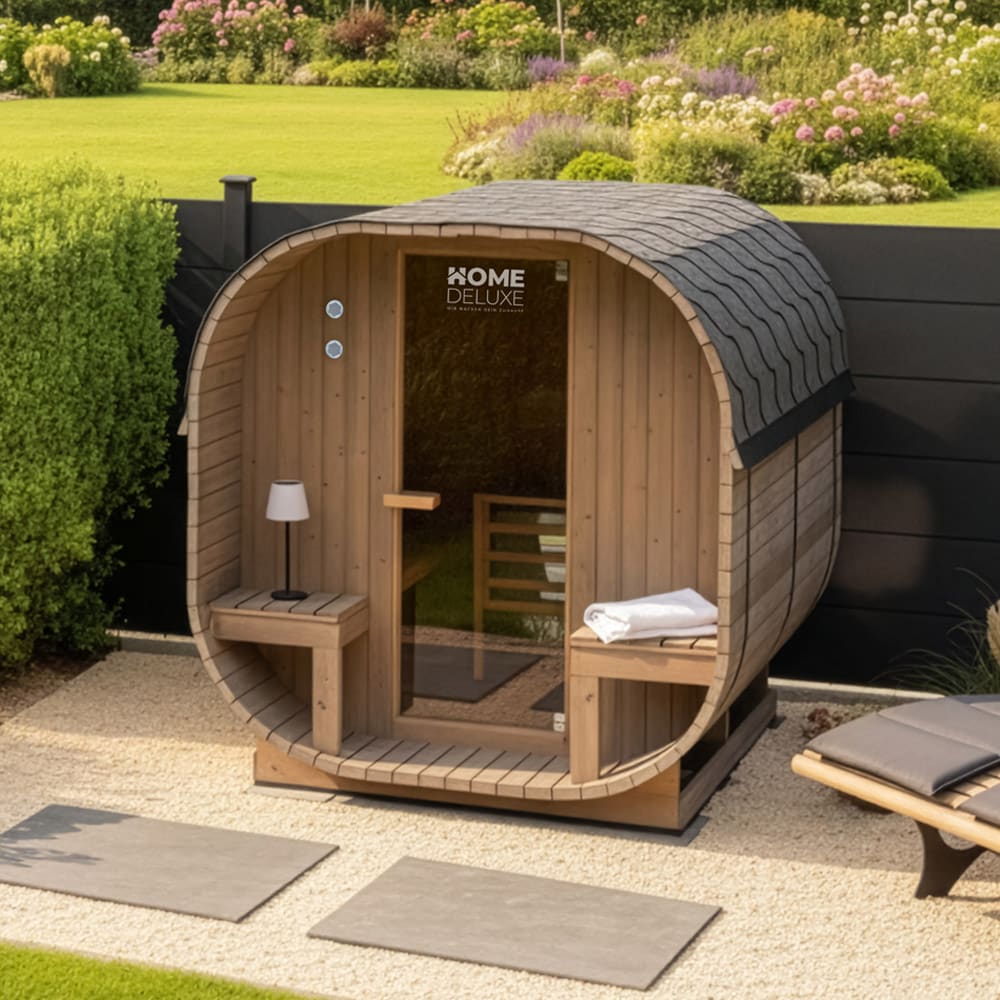 HOME DELUXE Outdoor Sauna CUBE DELUXE L - 194 x 220 cm f&uuml;r 4 Personen 