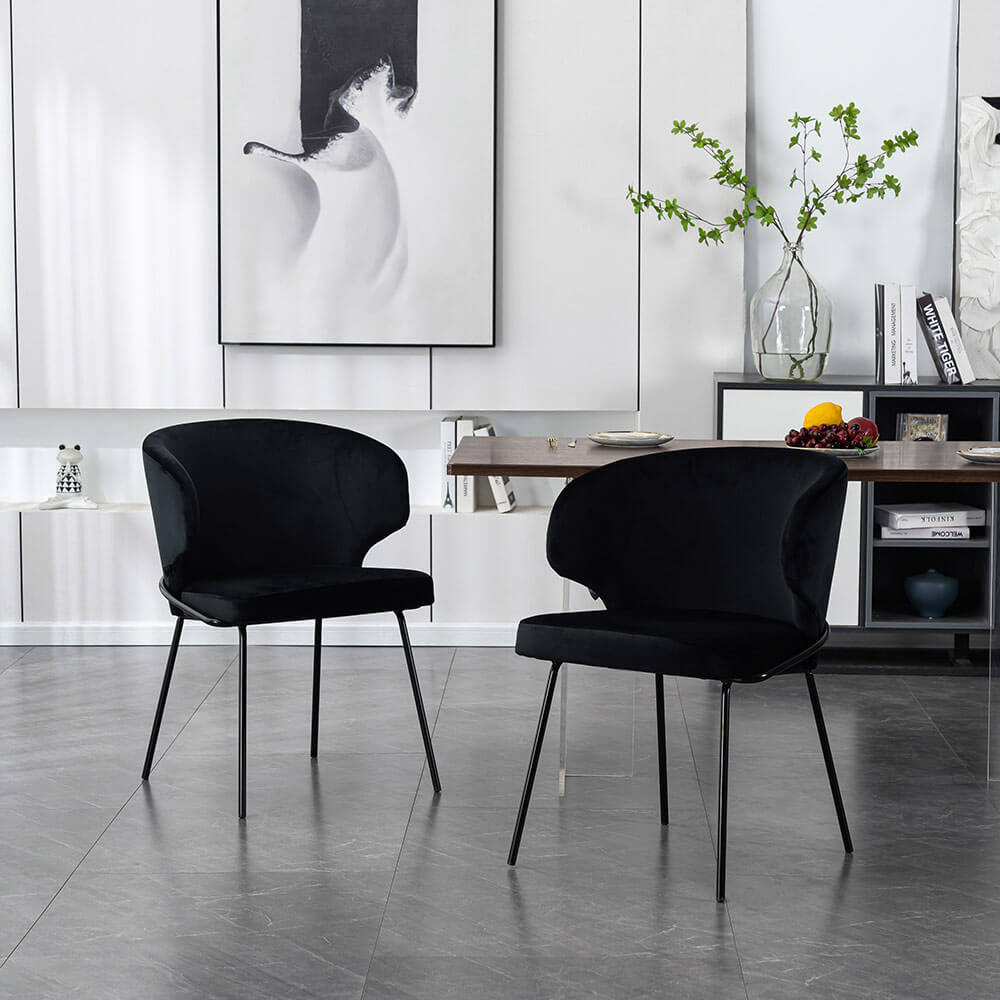 HOME DELUXE Esszimmerstuhl AMARA Samt - 5er Set Schwarz 