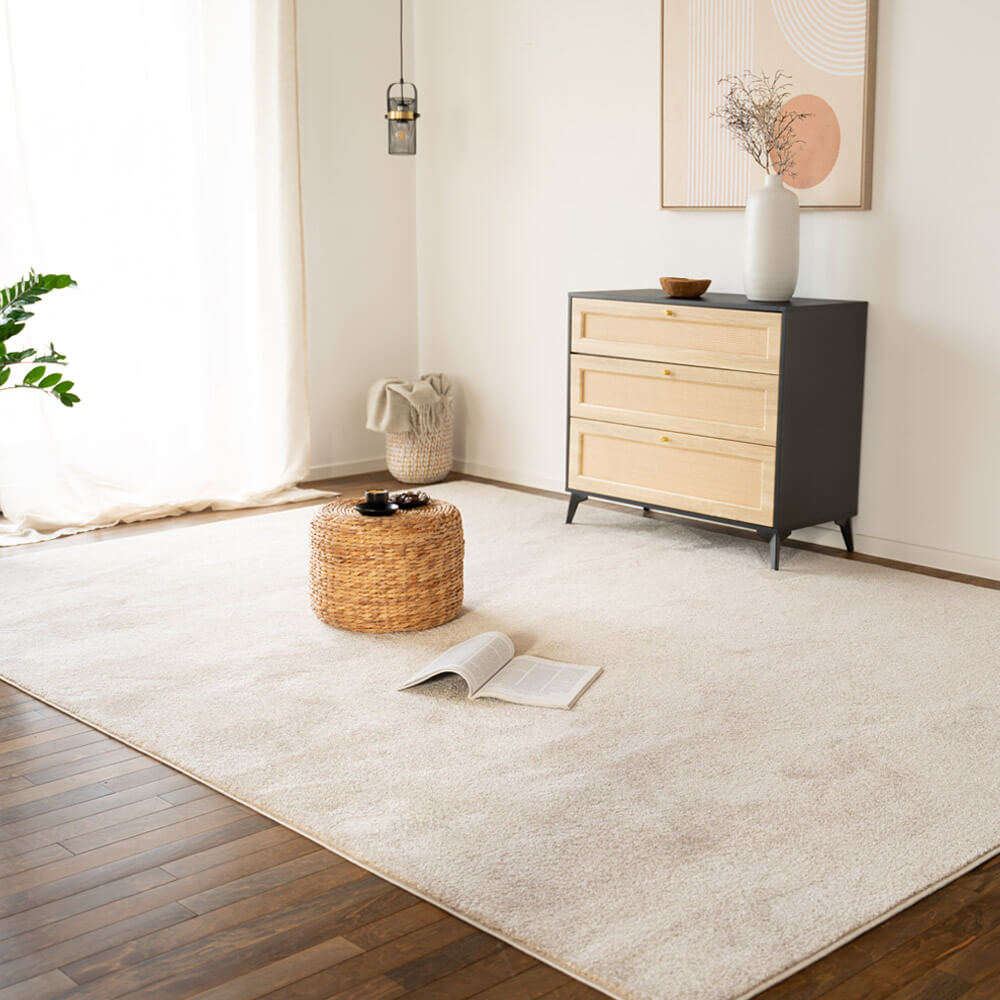 HOME DELUXE Kurzflor Teppich FOFI - 110 x 60 cm Creme 