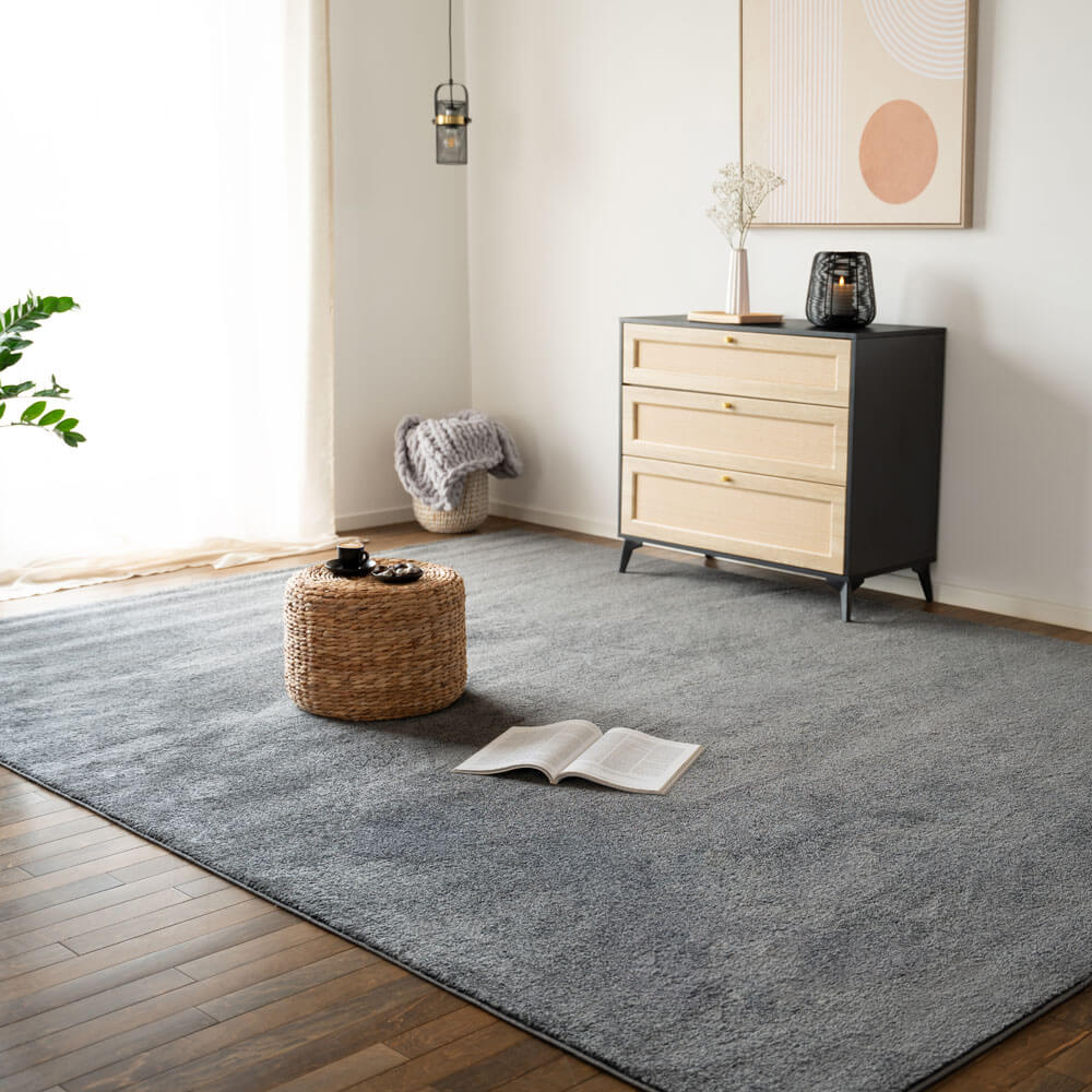 HOME DELUXE Kurzflor Teppich FOFI - 180 x 120 cm Grau 