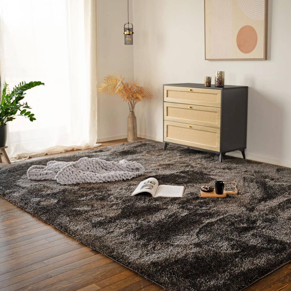HOME DELUXE Hochflor Teppich SOFI - 110 x 60 cm Anthrazit 